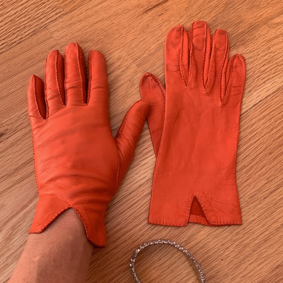 🎃VTG Leather gloves 📍FIRM📍Pumpkin Halloween - Picture 13 of 16